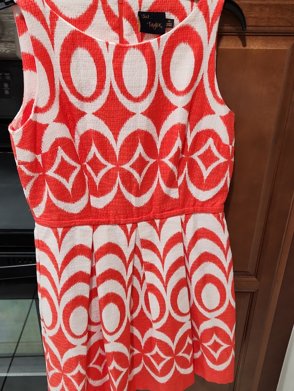 Just Taylor Geometric Mini Dress Red & White Size 10